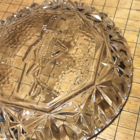 Mr Peanut Clear Glass Shallow Nut Snack Dish Character Silhouette Cut Glass Look - Picture 9 of 13